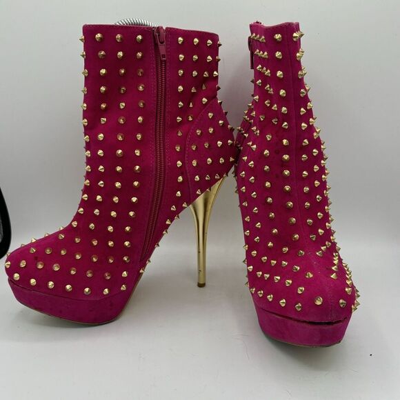 Goldfish Women Sz 9-9.5M Pink Stiletto 5" Hi Heels Shoes Spike Dancer Glam Rock - Picture 5 of 7